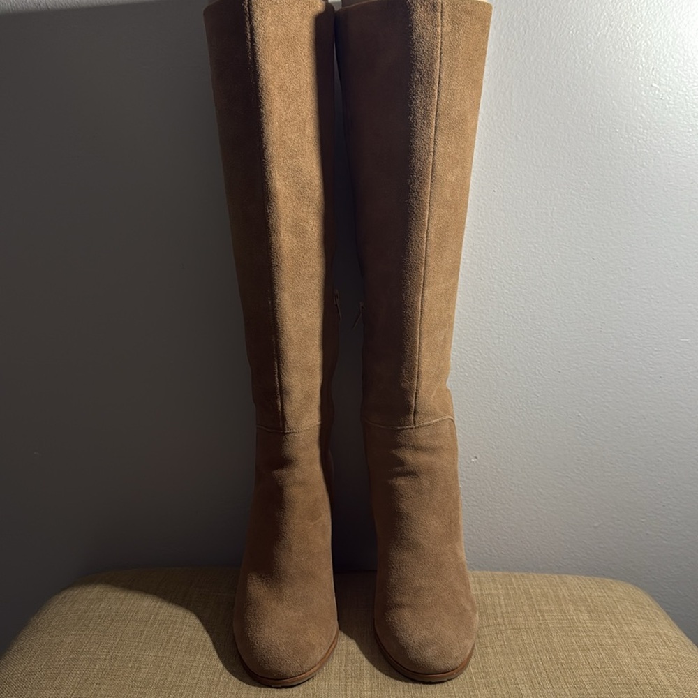 Kenneth Cole Suede Tall Knee Boots in Tan - Women's Fashion Boots